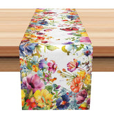 Aperturee - Aperturee Bright and Colorful Wildflower Spring Table Runner Fresh Botanical Decor Easter or a Garden Party Decoration